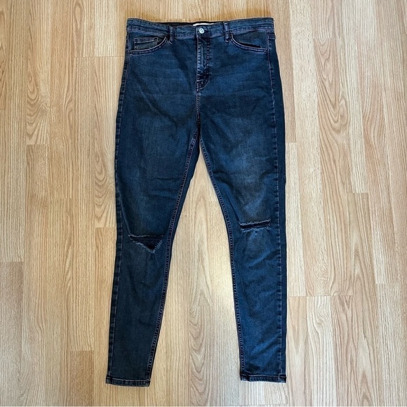 Topshop Jamie Skinny Jean High Rise Distressed Ripped Knees Dirty Gray - Picture 8 of 9